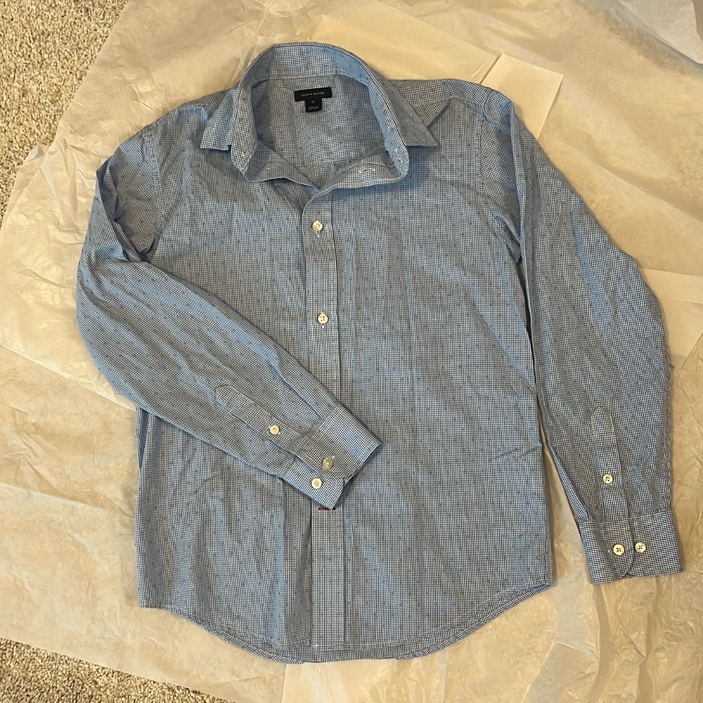 Tommy Hilfiger Woven Plaid Button-Down Shirt- boys 12